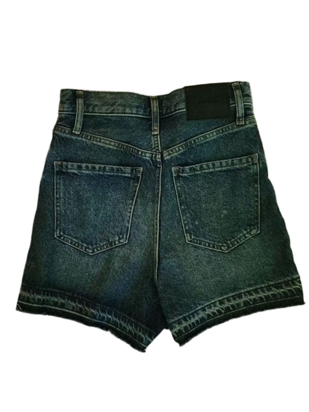 Express Super High Rise Denim Shorts Womens Size 0 Medium Wash Raw Hem Boho NWT - Picture 5 of 5